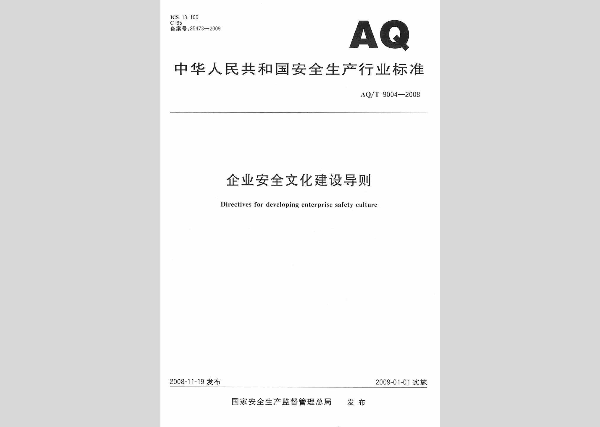 AQ/T9004-2008：企业安全文化建设导则
